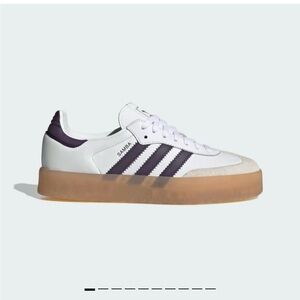 Adidas Women's Samba White and Dark Purple Sneakers
